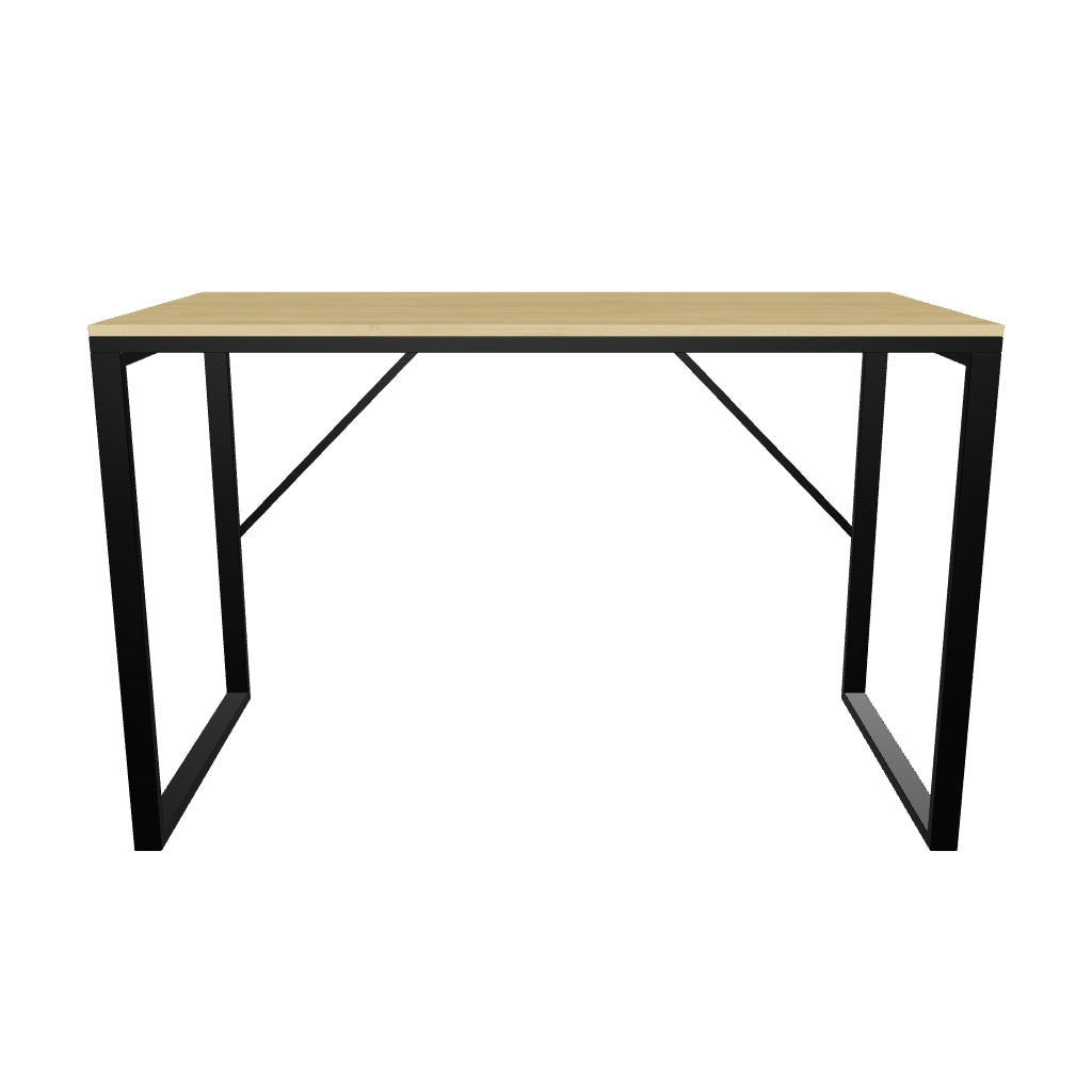 3D-Modell: Talbot Schreibtisch, MDF Naturfinish, schwarze Stahlbeine, 120x60 cm, modern und robust für Home-Office.