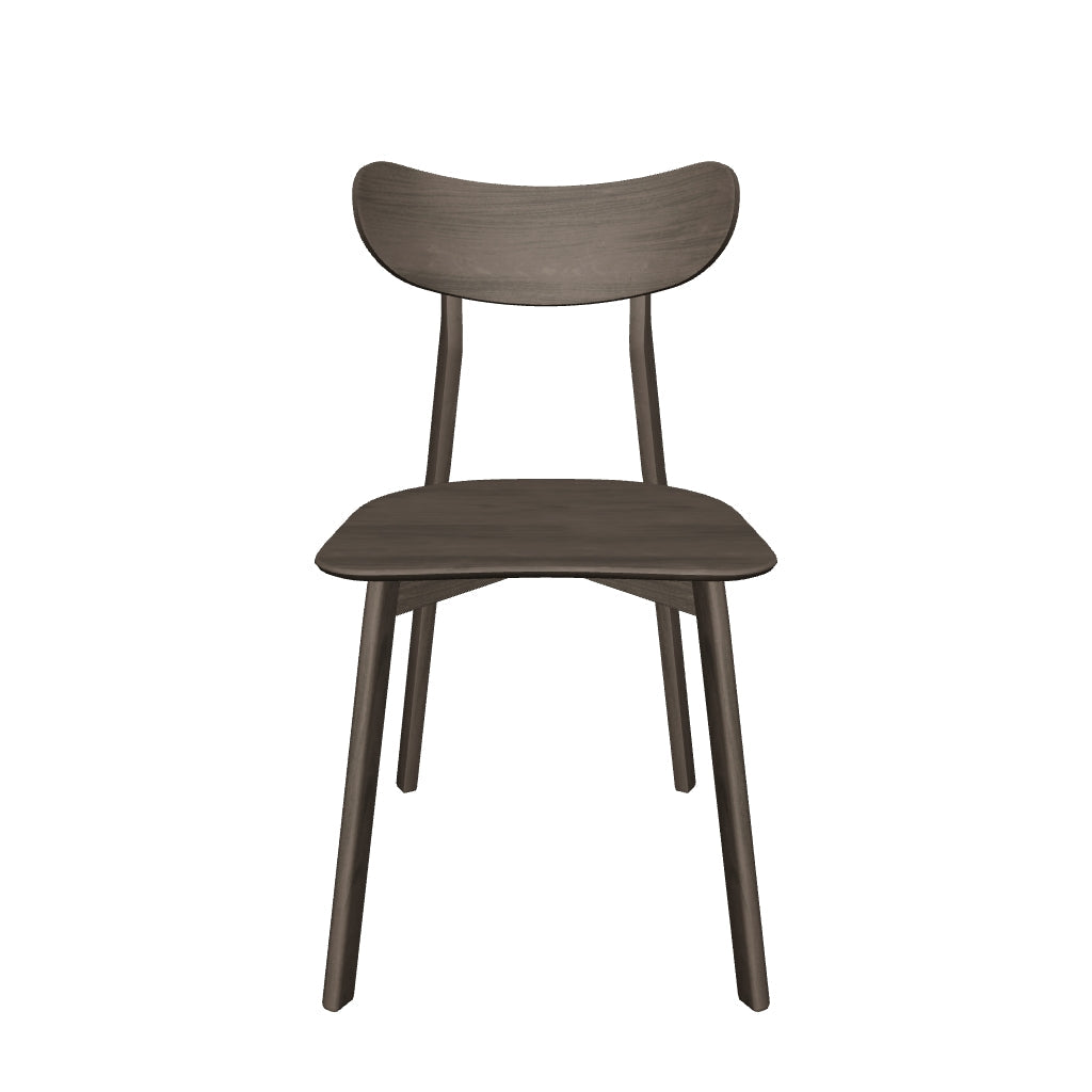 Stuhl Safina aus hochwertigem Eschenfurnier und robustem Kautschukholz, modernes Design mit natürlicher Holzoptik.