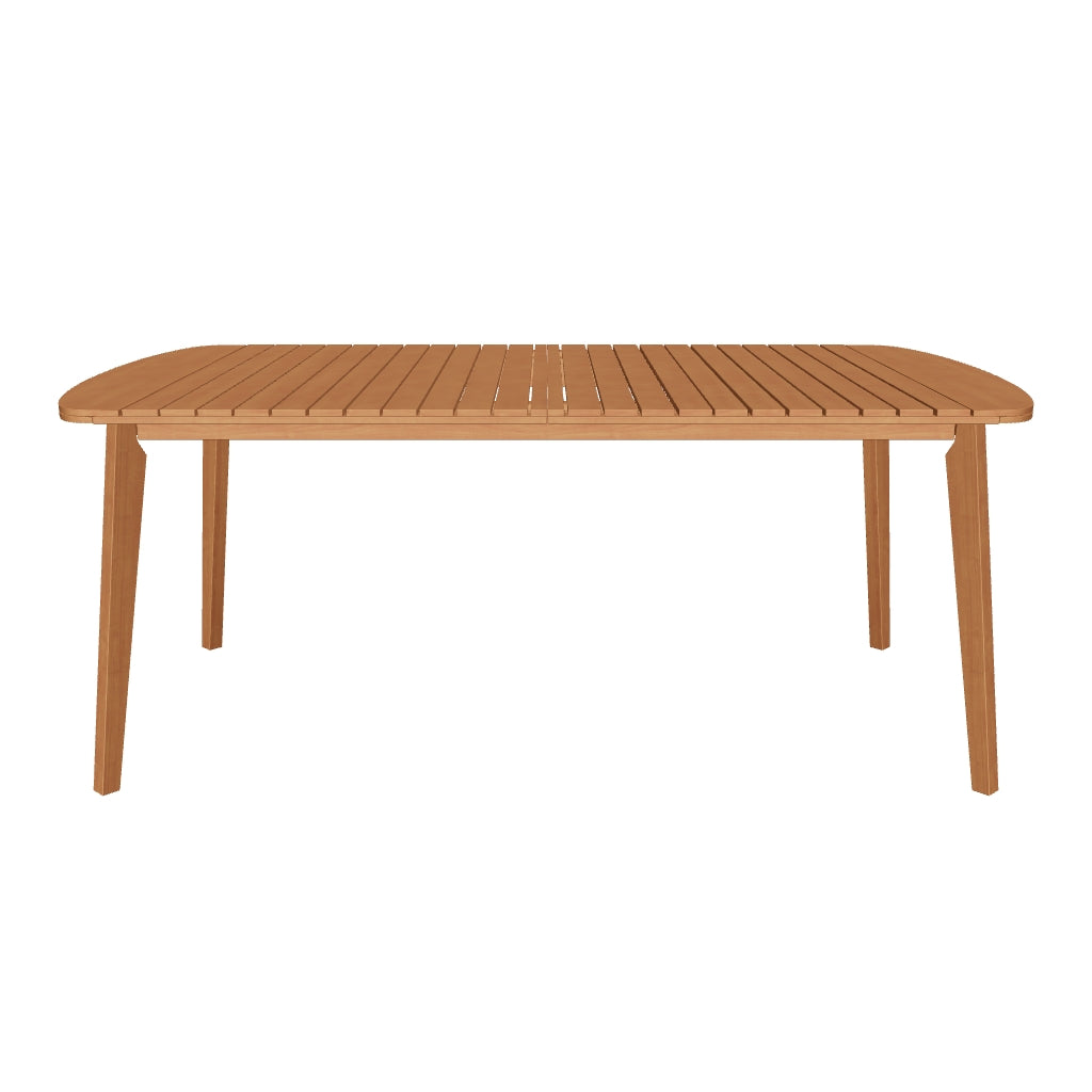 3D-Modell eines ausziehbaren Outdoor-Tischs aus Eukalyptusholz, 183-240 cm, FSC-zertifiziert, wetterfest, von Kave Home.