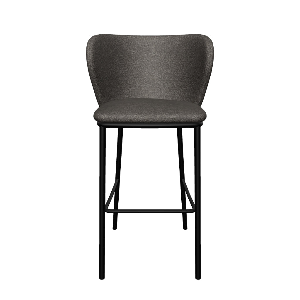 Schwarzer Bouclé-Hocker Ciselia mit einer Höhe von 75 cm, modernes Design, ideal als stilvolle Sitzgelegenheit oder Dekoration.