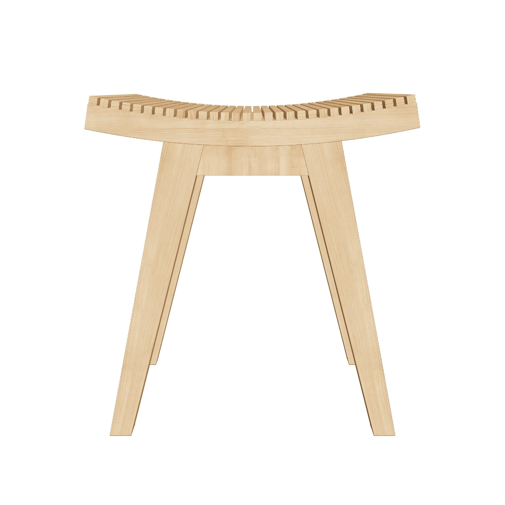 3D-Modell einer eleganten Fußstütze aus massivem Teakholz, ideal für Bad & Wellness, langlebig und stilvoll.