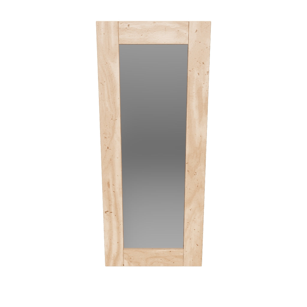 Rechteckiger Wandspiegel aus Holz mit natürlichem Finish, 50 x 120 cm, ideal zur Ergänzung eines modernen und umweltfreundlichen Einrichtungsstils.