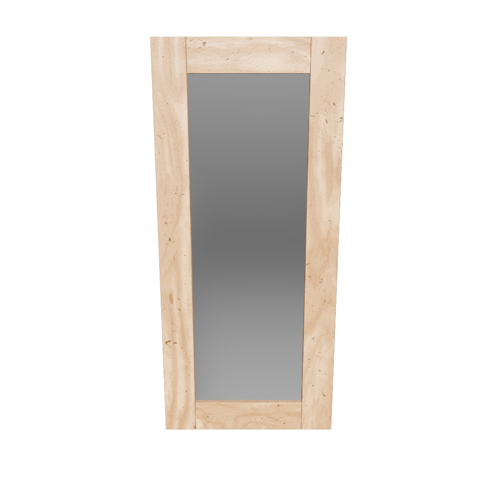 Großer rechteckiger Standspiegel aus Holz mit natürlichem Finish, Maße 80 x 180 cm, ideal für moderne und minimalistische Wohnräume.