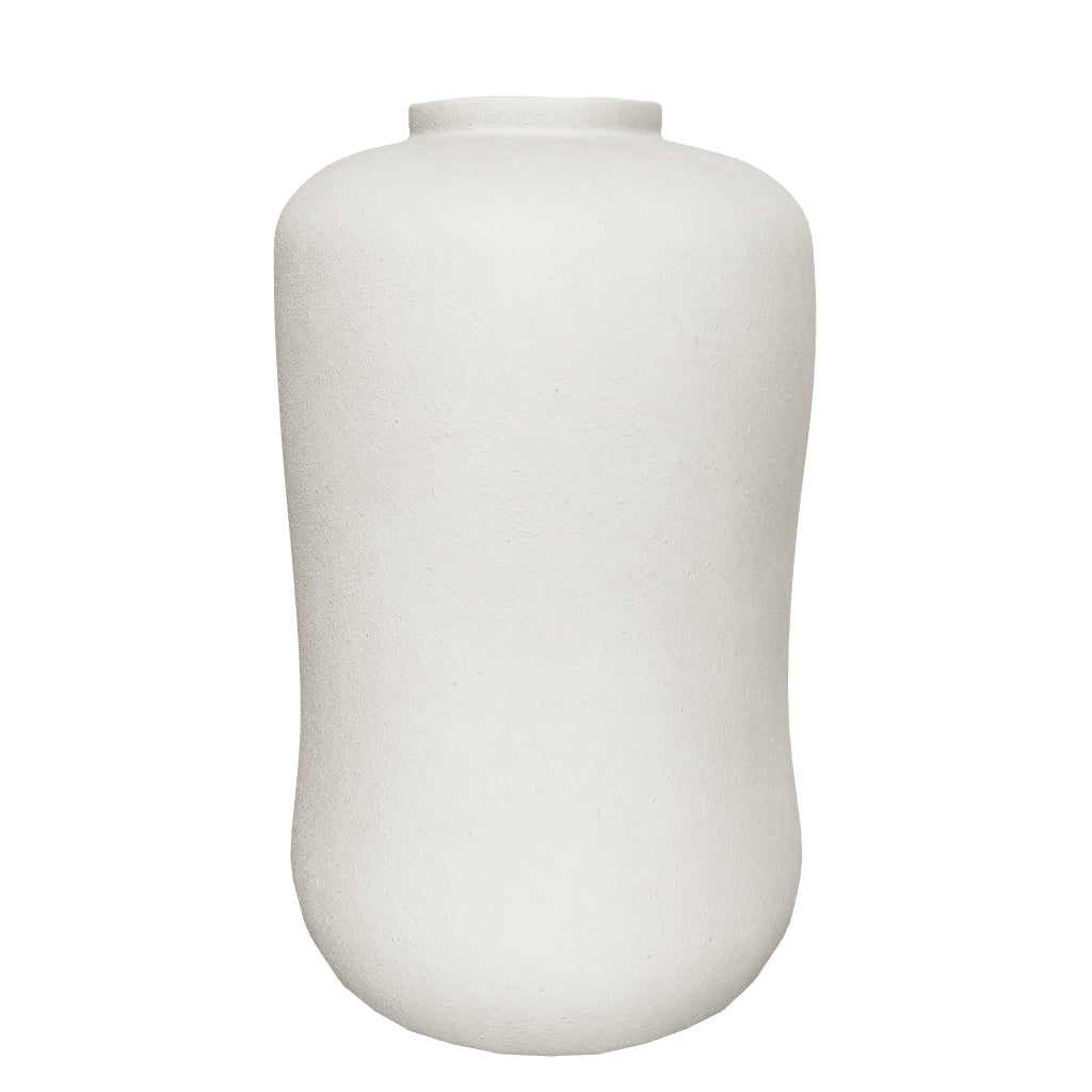 3D-Modell der Serina Vase: Weiße, 34 cm hohe Pappmaché-Vase, elegant und nachhaltig, ideal für moderne Wohnräume.