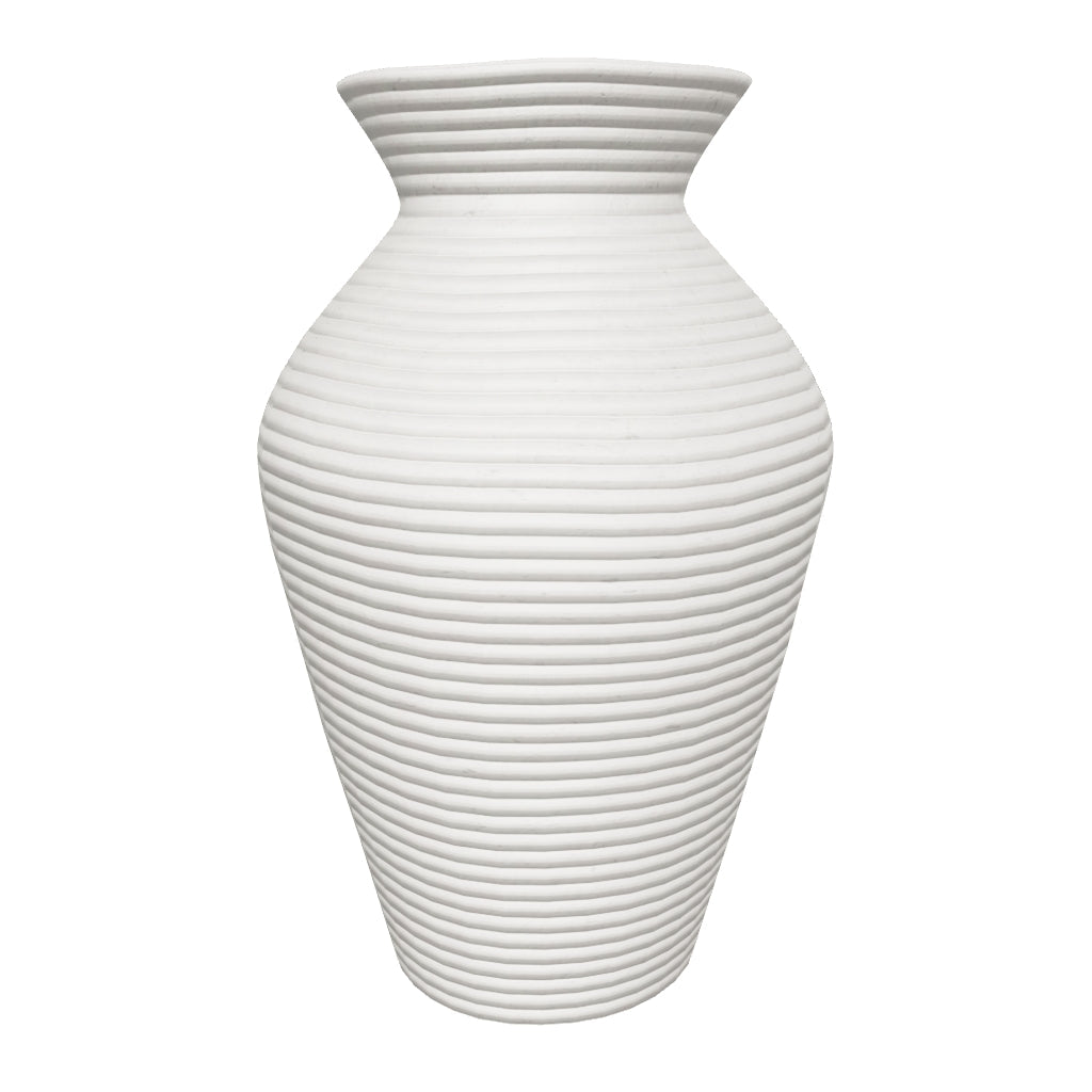 Weiße Pappmaché-Vase Pria, 51 cm hoch, mit schlichter, moderner Form – perfekt als dekoratives Element oder für Trockenblumen.