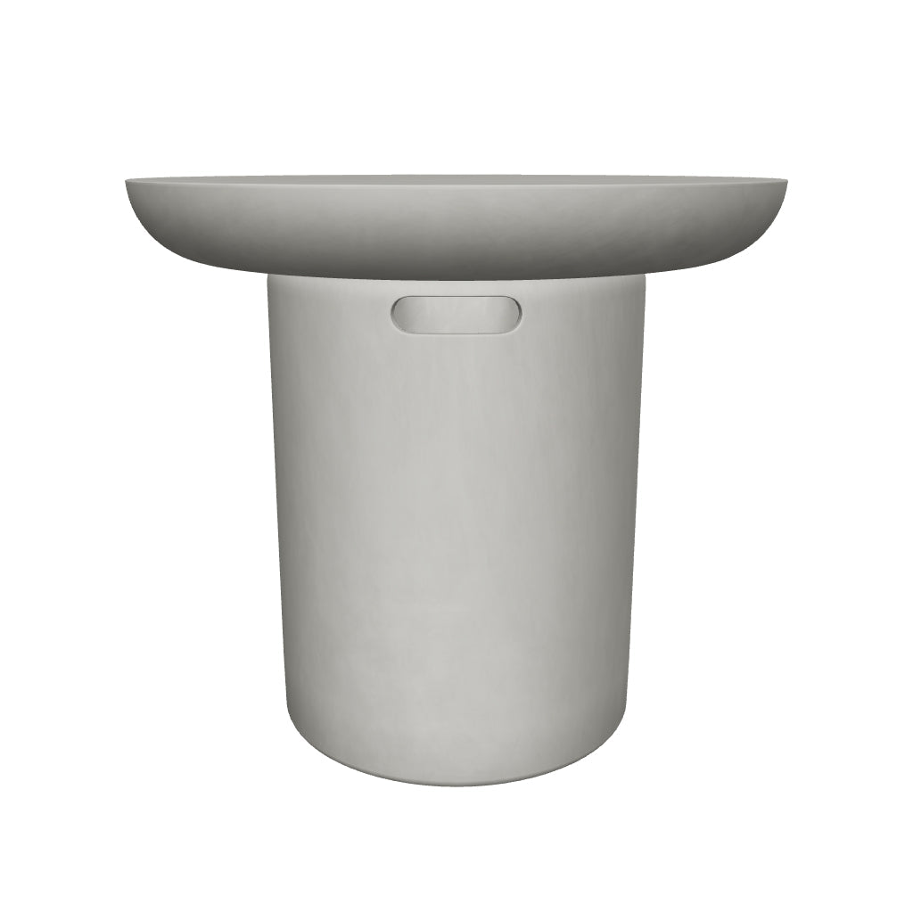 Runder Outdoor-Beistelltisch Taimi aus Zement mit 50 cm Durchmesser, ideal für zeitgemäße Außenbereiche.
