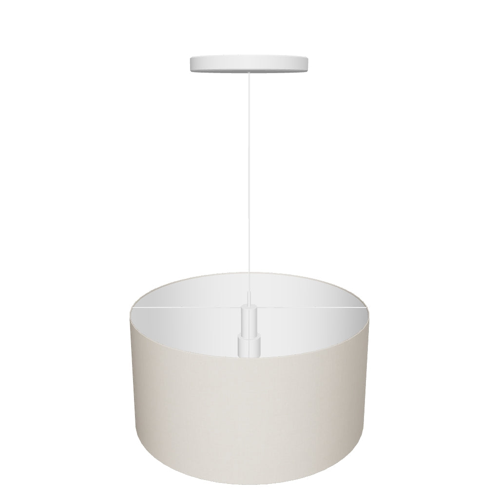 Lampenschirm Nazli aus beigem Leinen, 40 cm Durchmesser, mit schlichtem und modernem Design.