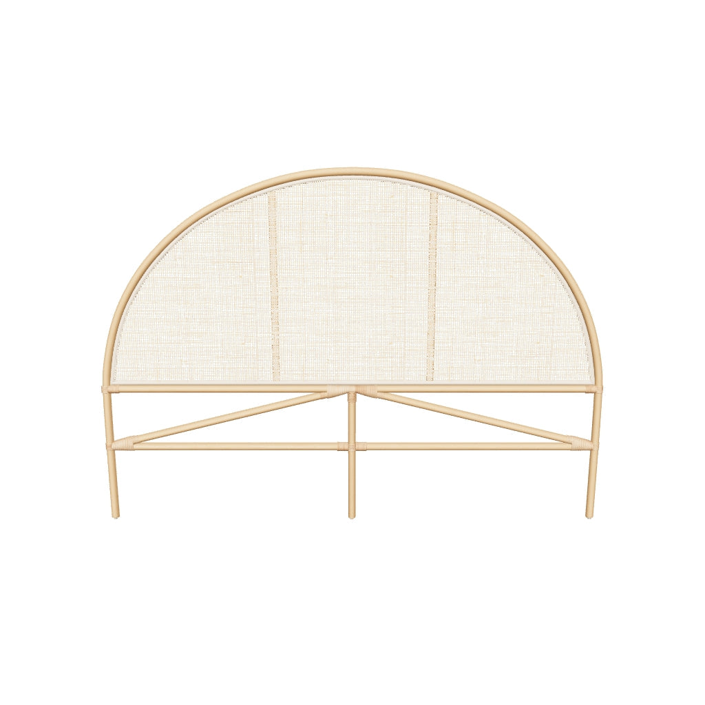 Rundes Bettkopfteil aus natürlichem Rattan, 150/160 cm, mit zeitlosem Design und handgefertigtem Finish.