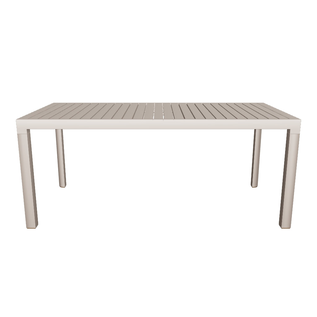 Moderner Gartentisch aus Aluminium mit braunem Finish, 180 x 90 cm, langlebig und perfekt für den Außenbereich.