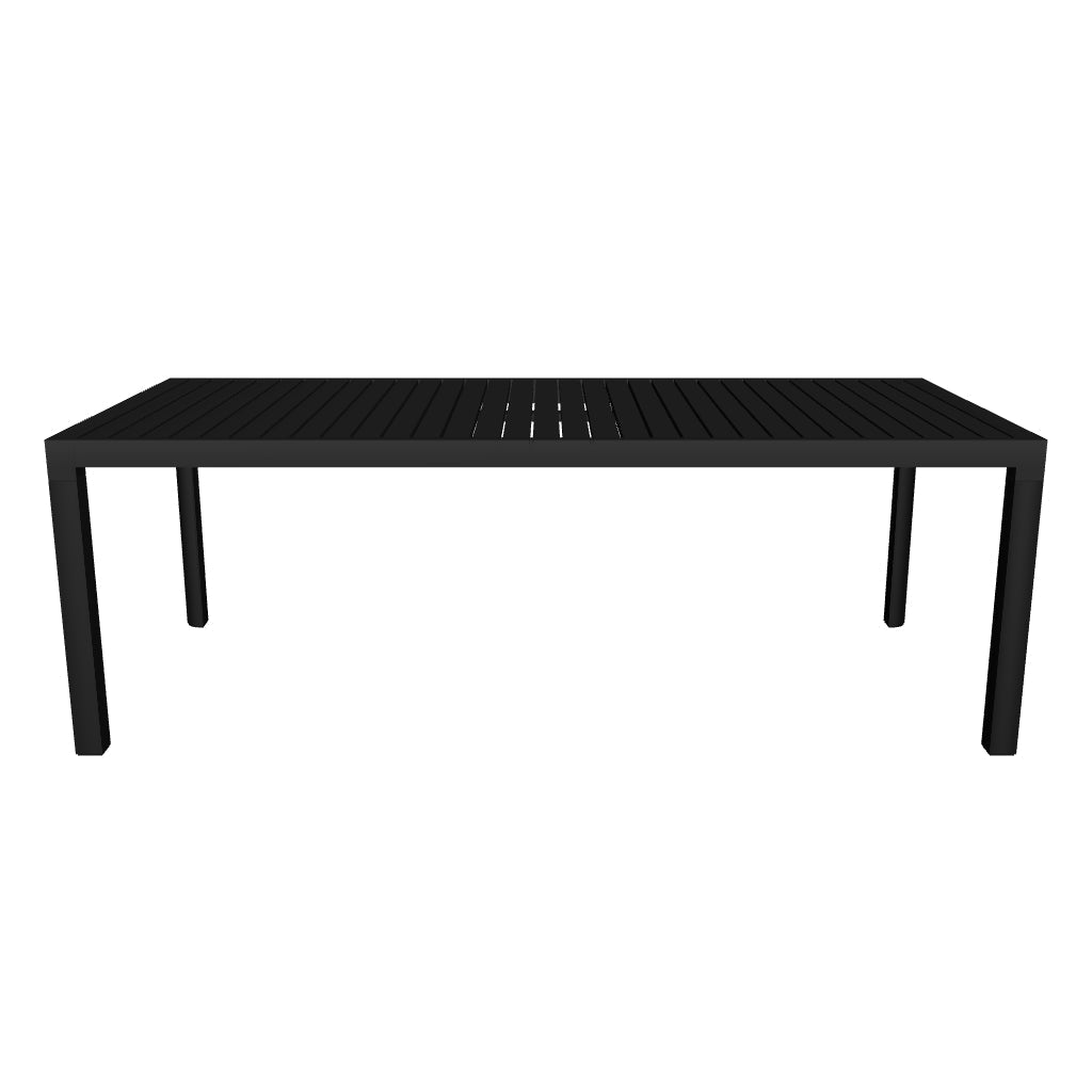 Moderner Gartentisch Culip aus robustem Aluminium, 220 x 100 cm, mit grauer Oberfläche, langlebig und perfekt für den Außenbereich.