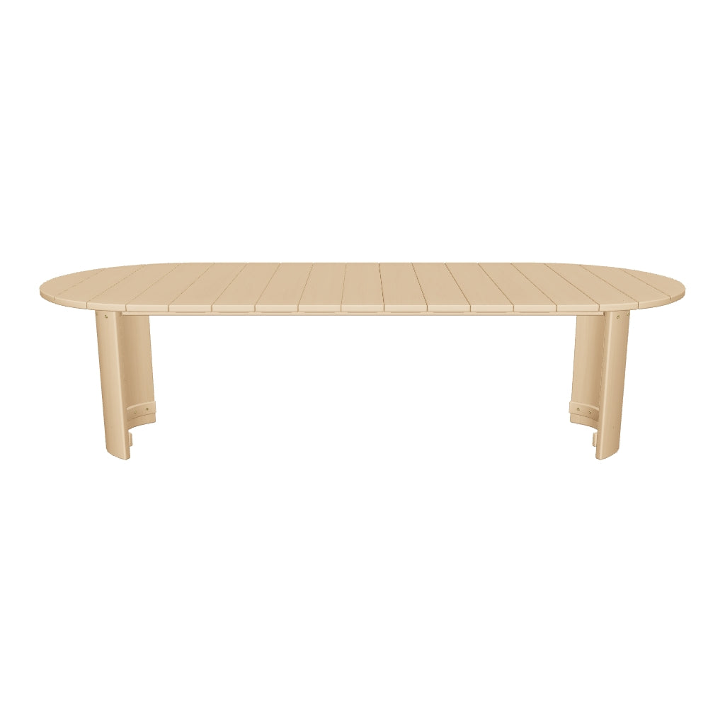 Massiver Xoriguer Tisch aus 100% FSC-zertifiziertem Eukalyptusholz, 280 x 110 cm, robust und nachhaltig für Innen- und Außenbereiche.