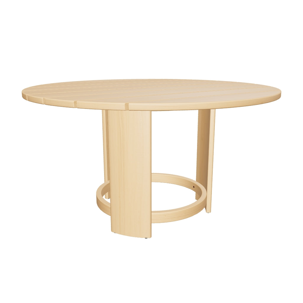 Runder Tisch aus massivem Eukalyptusholz mit FSC-Zertifizierung, Durchmesser 140 cm, perfekt für vielseitige Wohn- und Gartenbereiche.