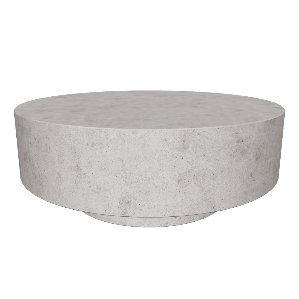 Runder Couchtisch aus Zement mit 80 cm Durchmesser, robustes Design für moderne Wohnräume.