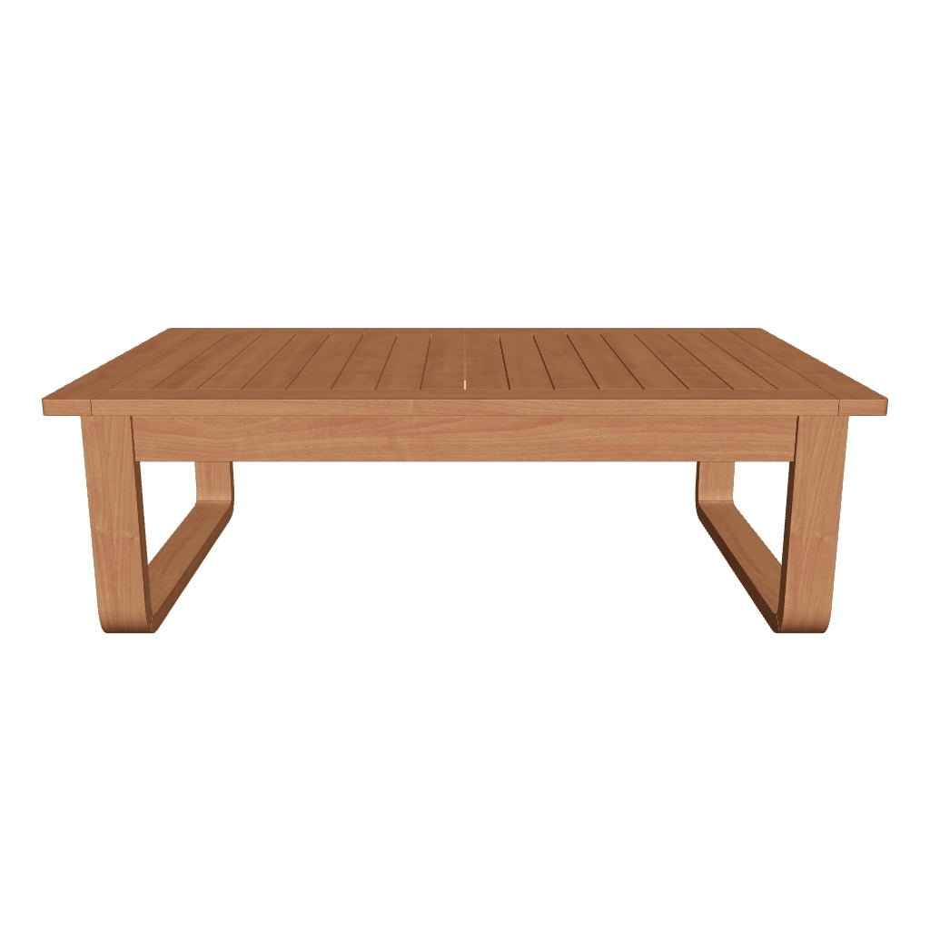 Outdoor-Couchtisch Sacaleta aus massivem, FSC-zertifiziertem Eukalyptusholz, rechteckig, 100x60 cm, ideal für Garten oder Terrasse.
