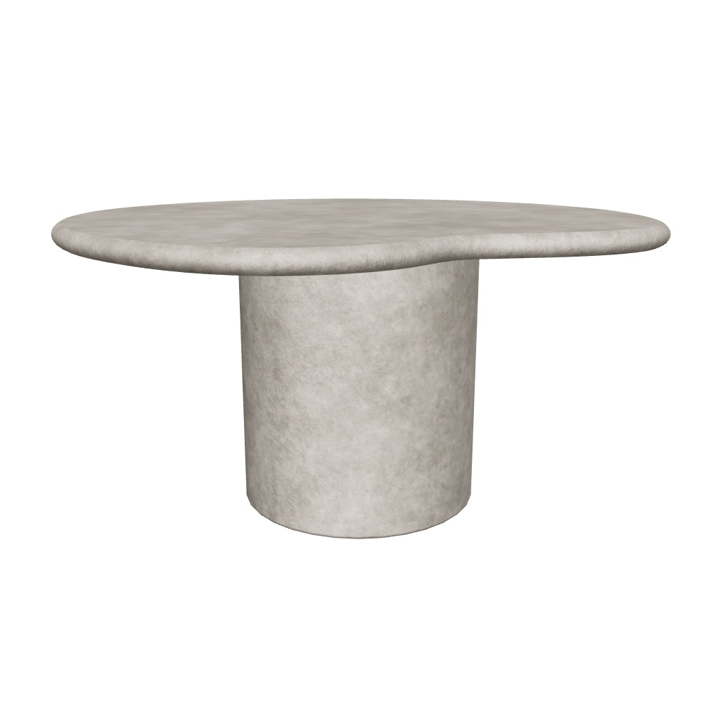 Moderner Couchtisch Macarella aus Zement in organischer Form, 83 x 77 cm, ideal für zeitgemäßes Wohnen.