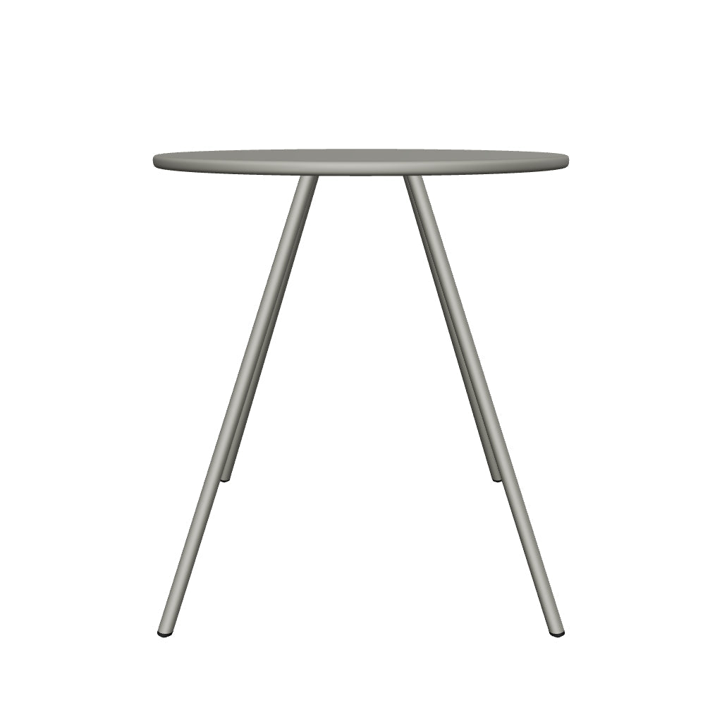 Runder Gartentisch Montjoi aus robustem Stahl mit grauer Oberfläche, Durchmesser 70 cm, perfekt für moderne Außenbereiche.
