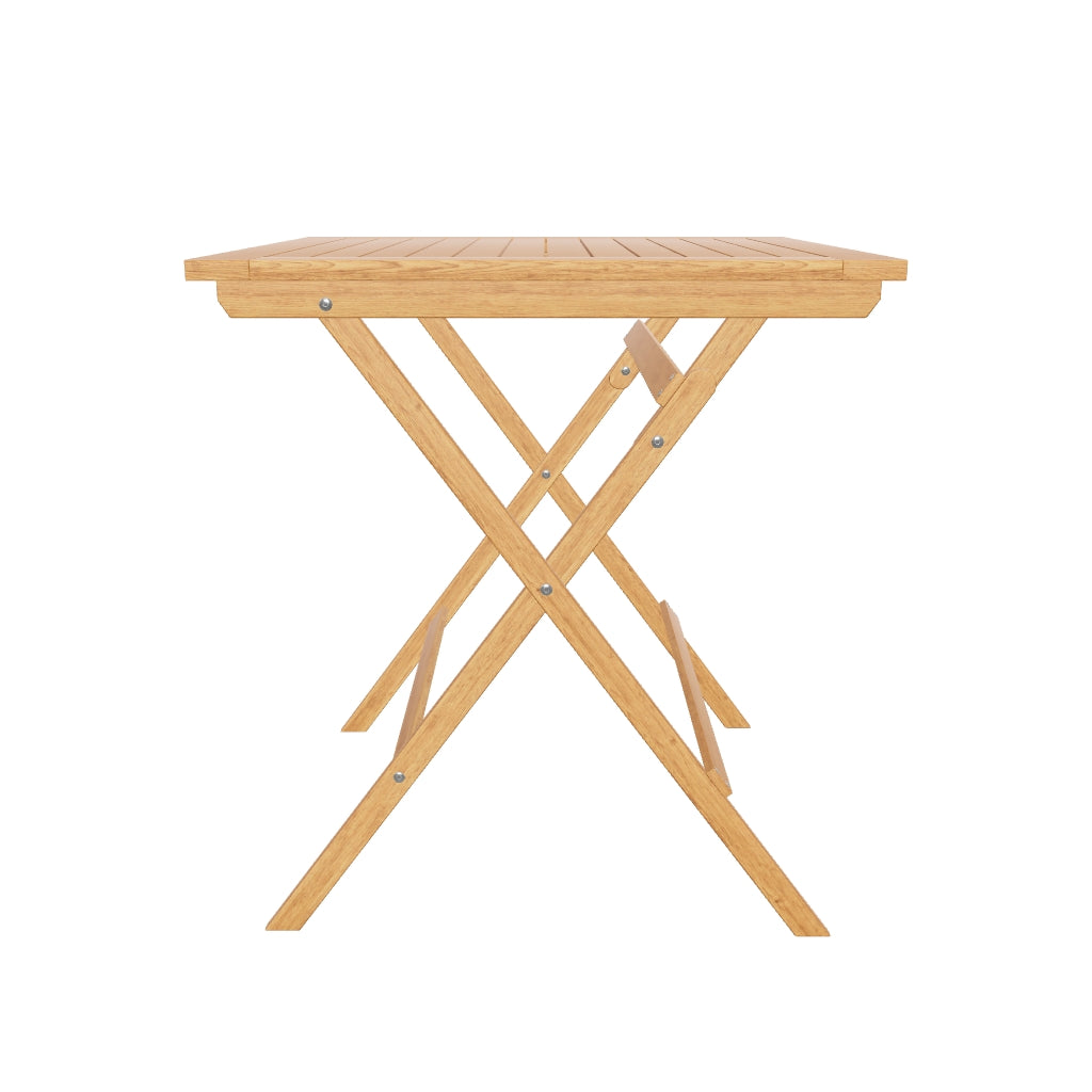 Kompakter Klapptisch aus massivem Akazienholz, 70 x 70 cm, nachhaltig und FSC-zertifiziert.