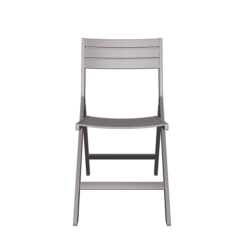 Faltbarer Gartenstuhl Torreta aus robustem Aluminium in elegantem Dunkelgrau, ideal für den Außenbereich.