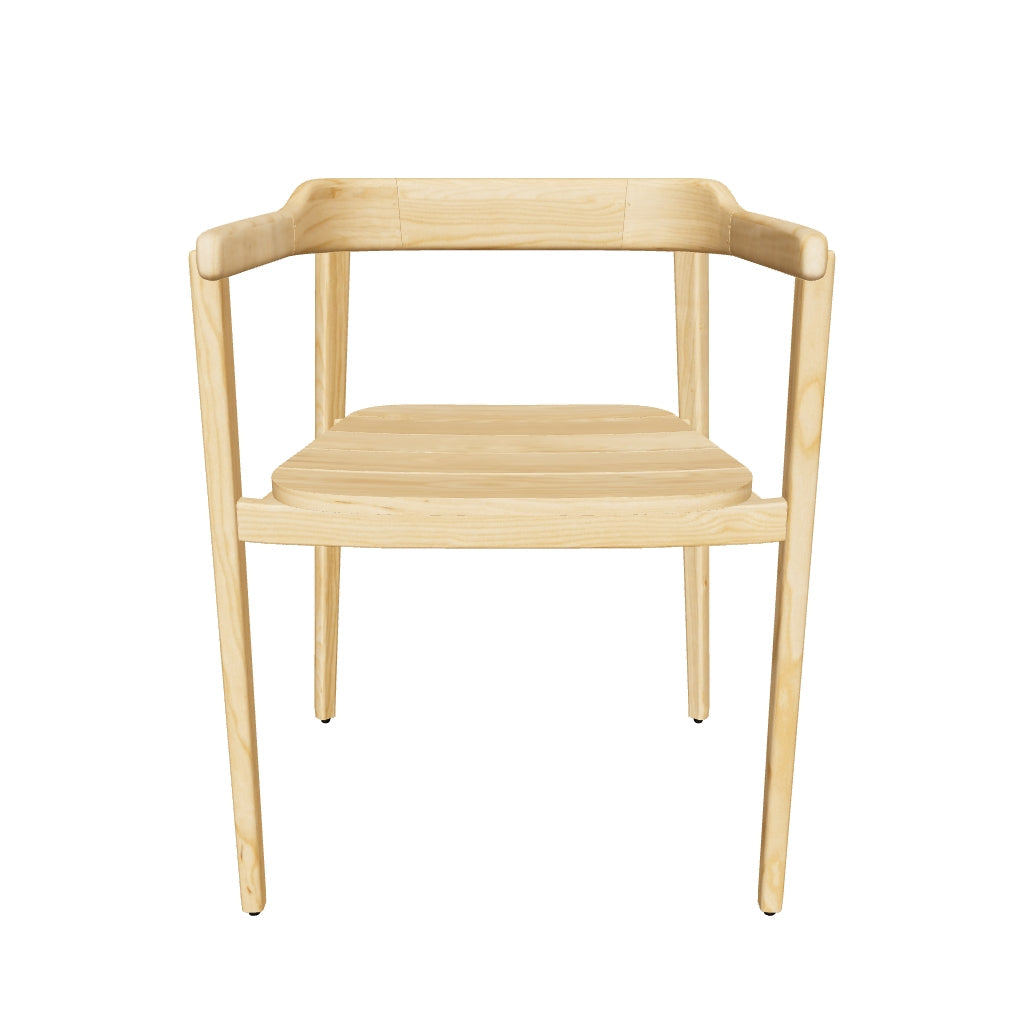Stapelbarer Stuhl Icaro aus massivem, naturfarbenem Teakholz mit FSC-Zertifizierung und zeitlosem Design.