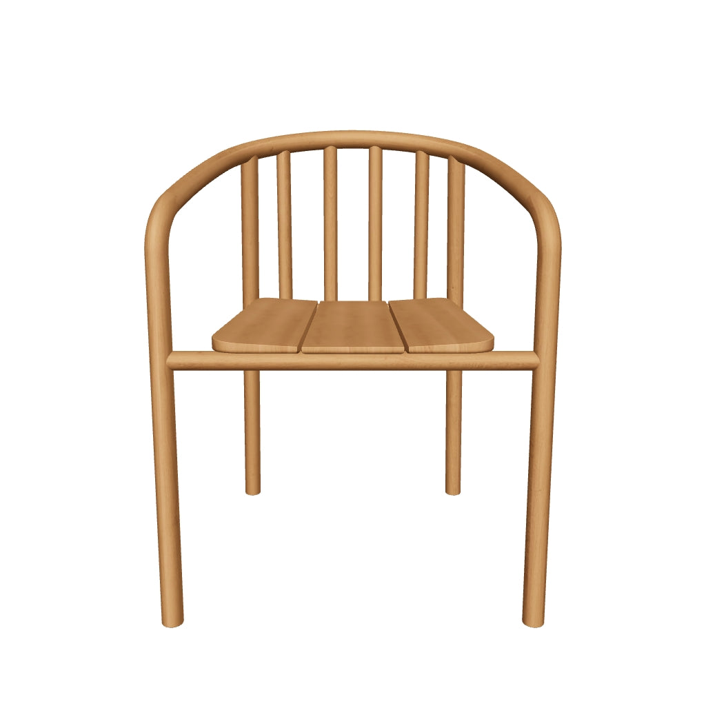 Stapelbarer Gartenstuhl aus massivem, nachhaltig zertifiziertem Teakholz, perfekt für den Außenbereich und modernes Design.