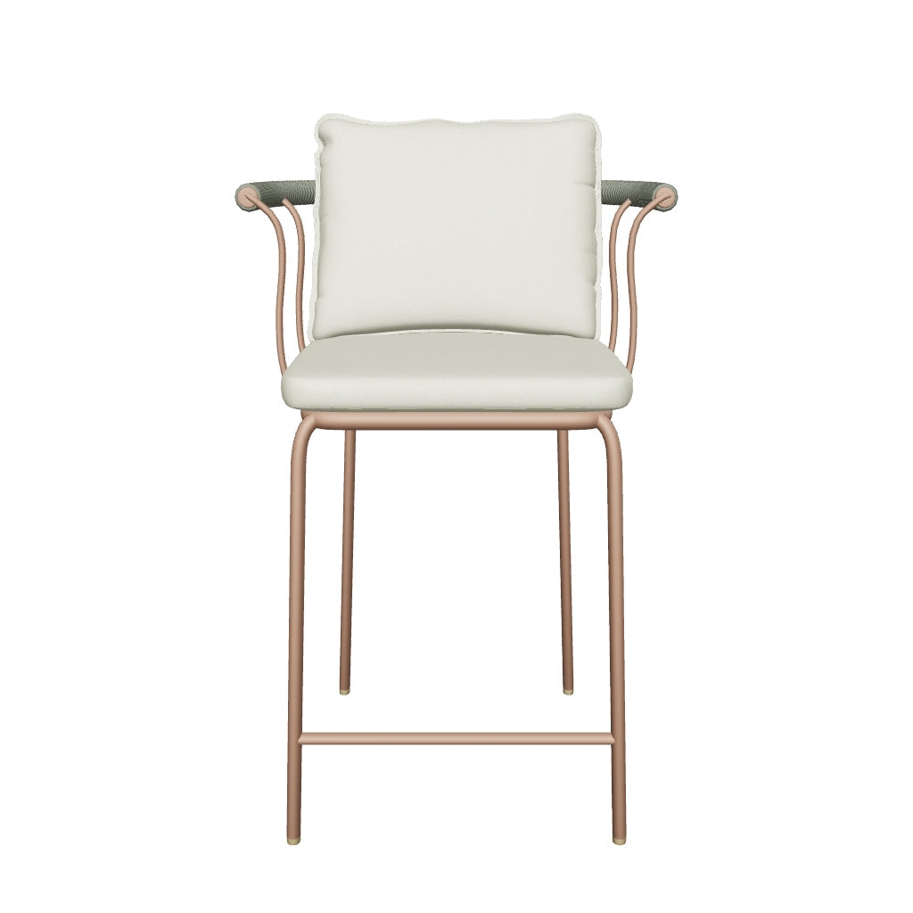 Stapelbarer Hocker Salguer aus braunem Seil und Stahl, 66 cm hoch, modernes Design.