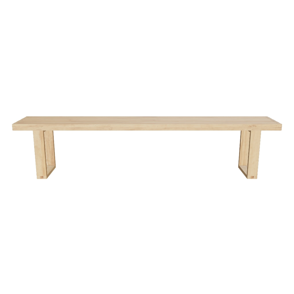 Massive Outdoor-Bank aus recyceltem Teakholz, 210 cm lang, ideal für stilvolle und nachhaltige Gartengestaltung.