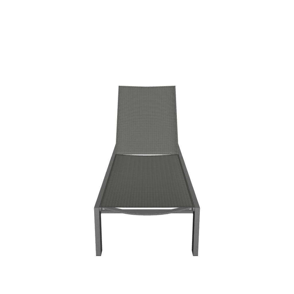 Moderner Liegestuhl Canutells aus Aluminium mit dunkelgrauer Beschichtung, ideal für stilvolle Außenbereiche.