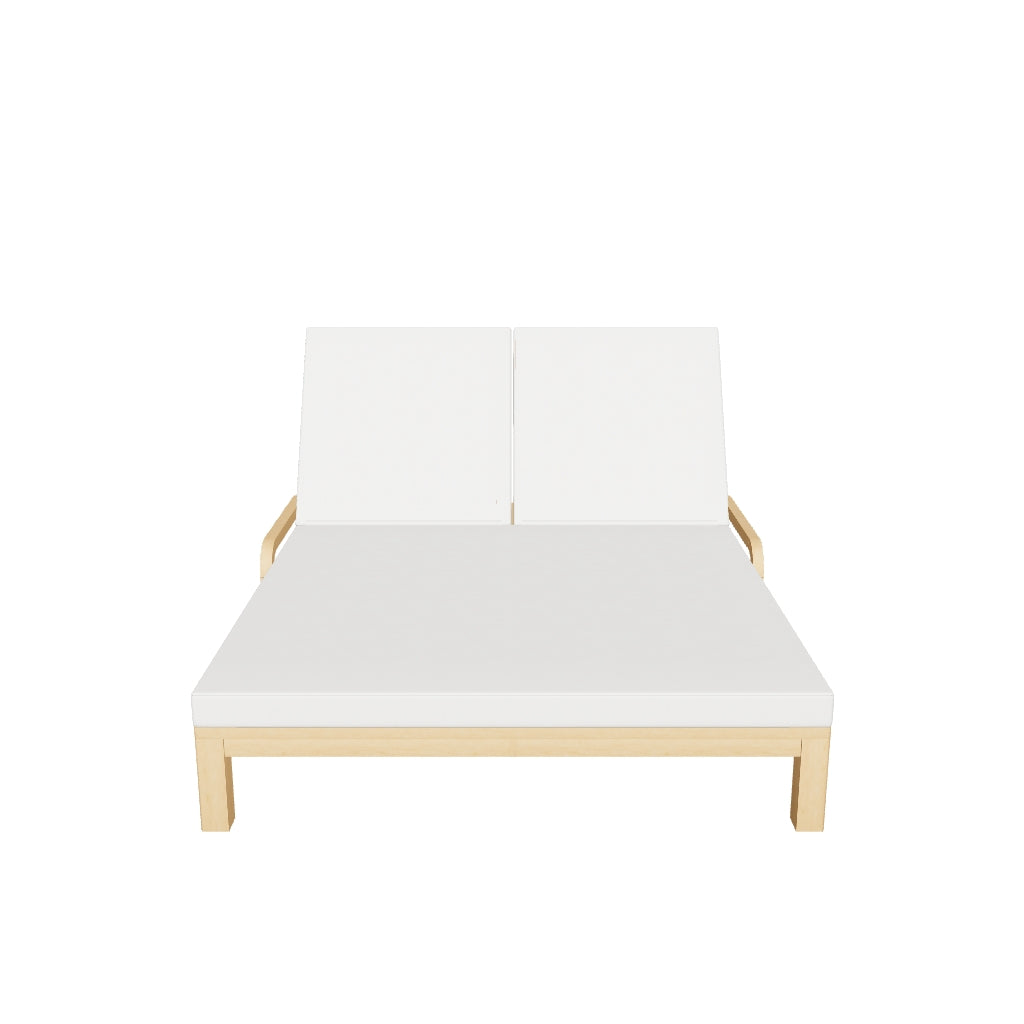 Doppelliege aus hochwertigem, FSC-zertifiziertem Eukalyptusholz mit modernem und natürlichem Design.