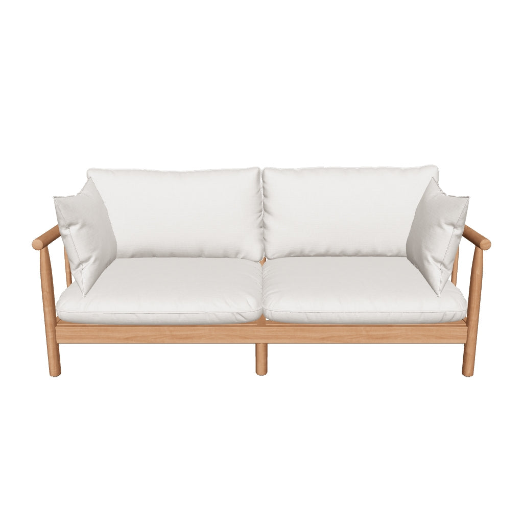 2-Sitzer-Sofa aus robustem Eukalyptusholz mit natürlichem Finish, 195 cm breit, perfekt für umweltbewusste und moderne Außenbereiche.