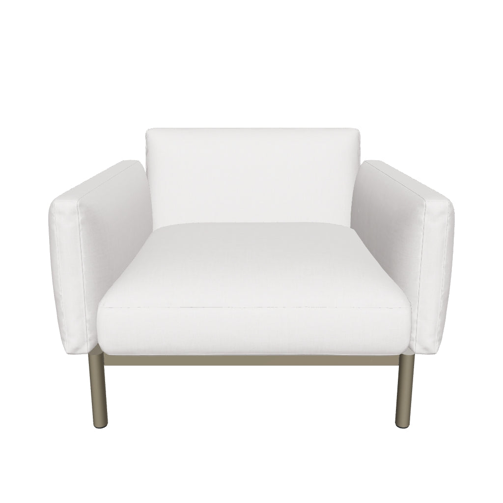 Modularer Outdoor-Sessel Sorells aus grünem Aluminium, ideal für stilvolle und flexible Gestaltung von Außenbereichen.