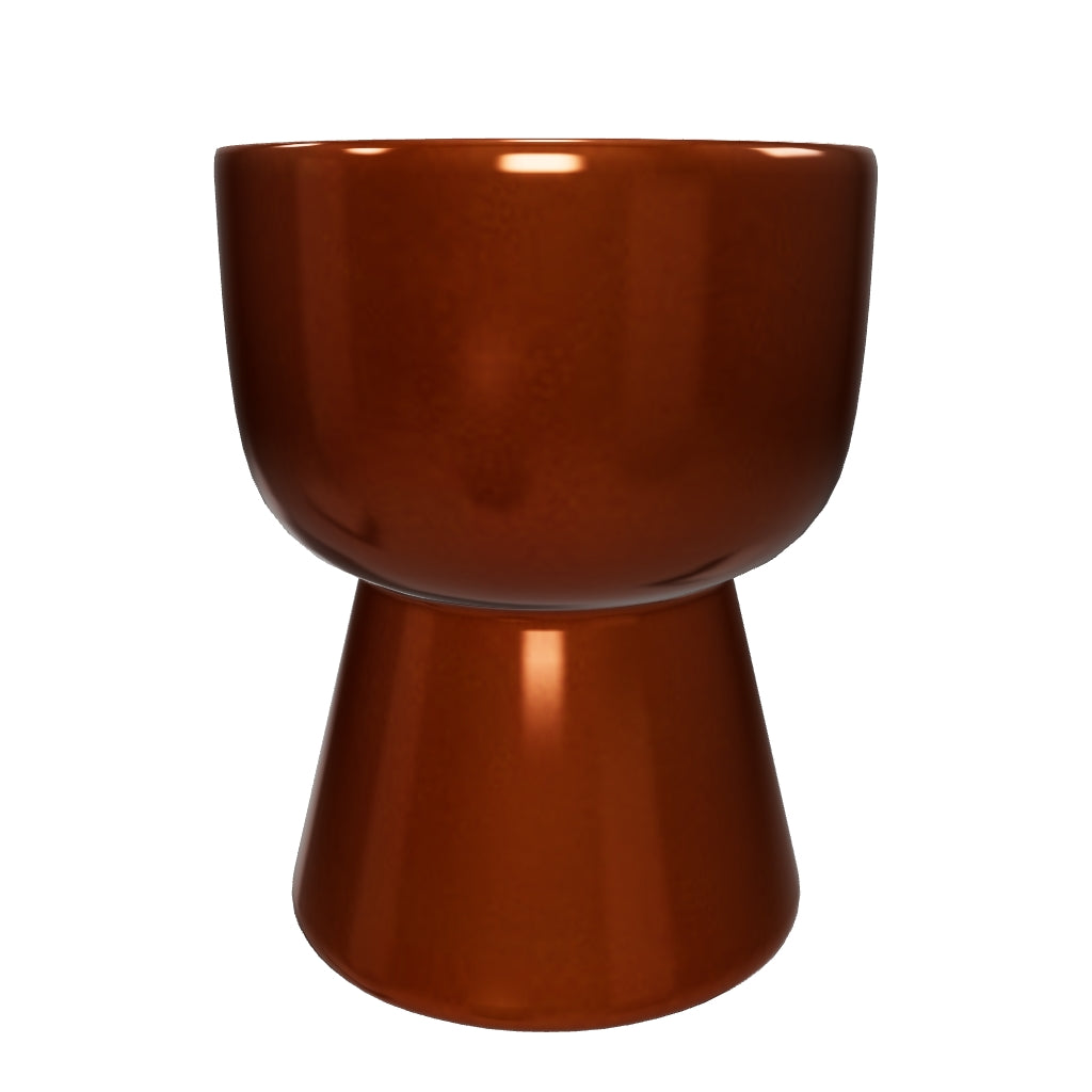 Keramik-Beistelltisch Mesquida mit Terrakotta-Glasur, rundes Design, Durchmesser 35 cm.