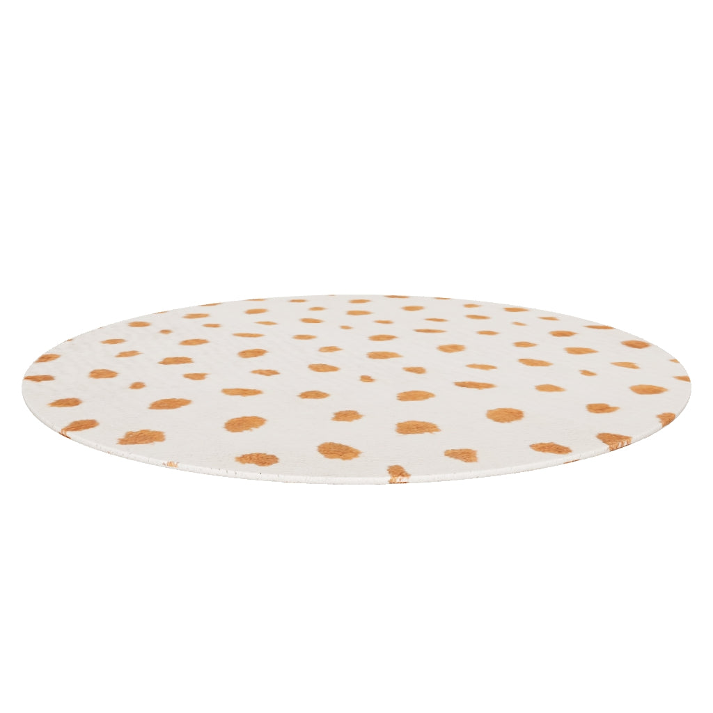 Runder beigefarbener Baumwollteppich Tandani mit Gepardendesign in Orange, Ø 100 cm in Mehrfarbig präsentiert im Onlineshop von KAQTU Design AG. Teppich ist von Kave Home