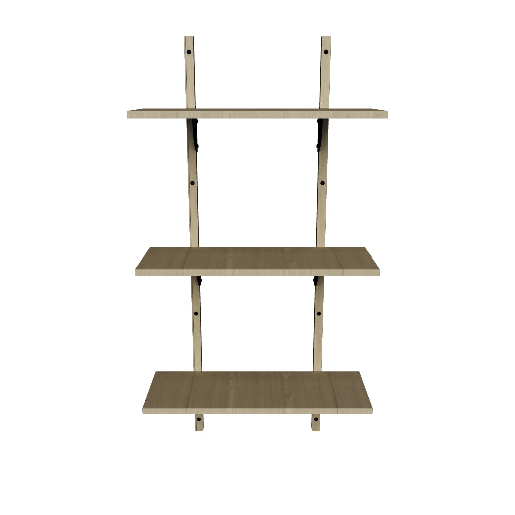 Das Sector Wandregal Triple von Ferm Living vereint robuste Einfachheit mit Holz und Messing, ideal für stilvolle Aufbewahrung.
