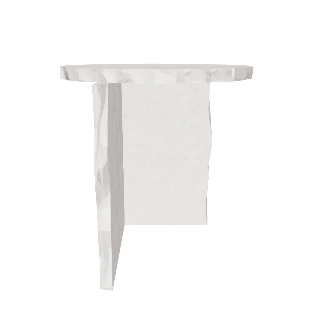 Einzigartiger Tisch aus Bianco Curia-Marmor, handgefertigt mit rauer T-Form und unebenen Kanten.