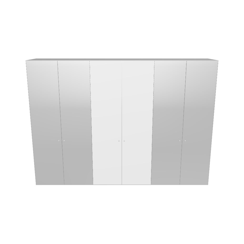 Jutzler 6-türiger Drehtürenschrank in Cremeweiß mit Spiegel-Design.
