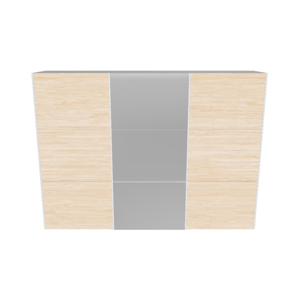 Eleganter Schwebetürenschrank XL in Eiche/Spiegel von Jutzler: Funktional, individuell konfigurierbar, stabil und einfach aufzubauen.