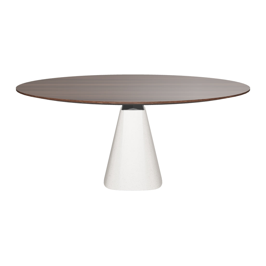 Eleganter Bridge Round creme Tisch für zeitlose Wohnkultur.