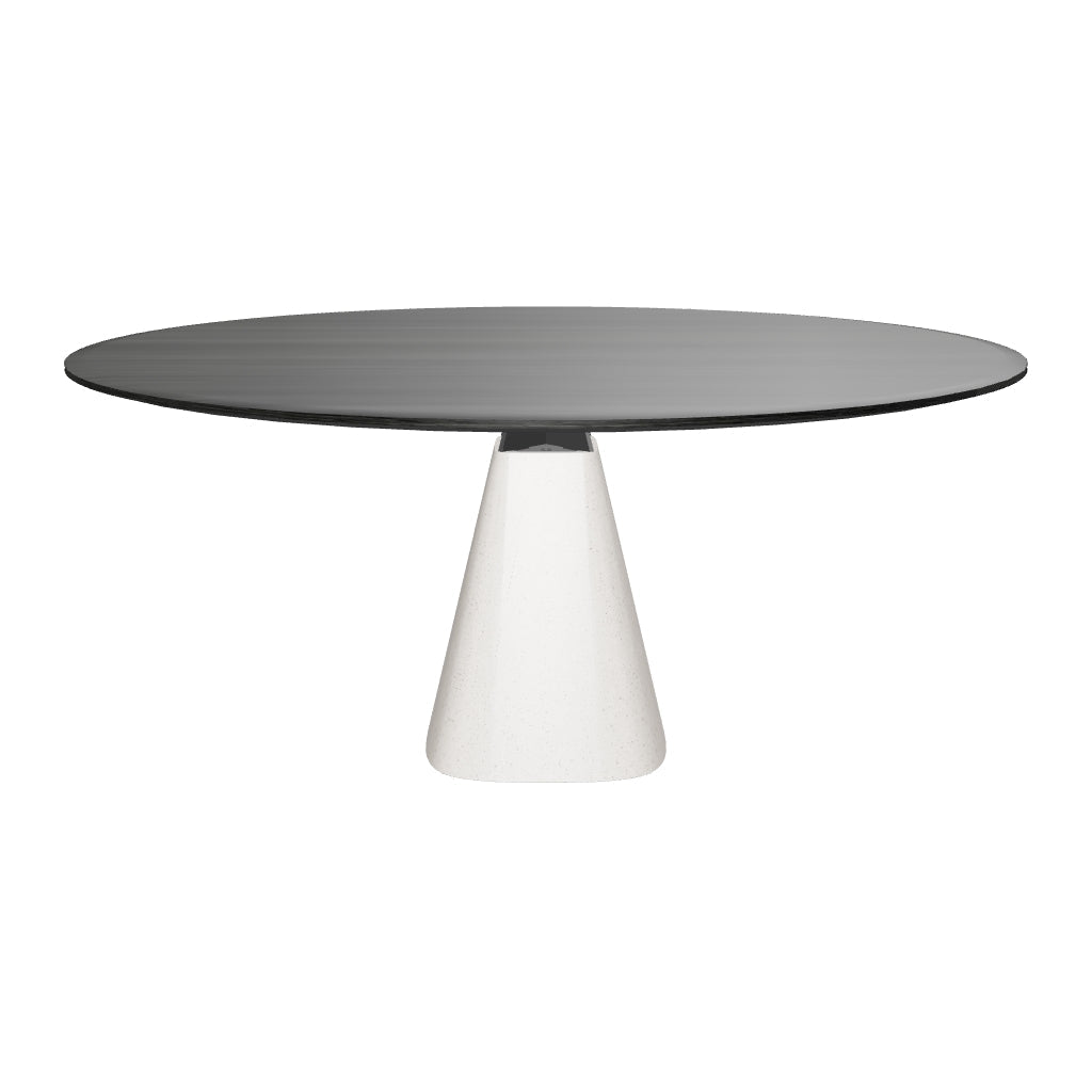 Eleganter Bridge Round creme Tisch für zeitlose Wohnkultur.