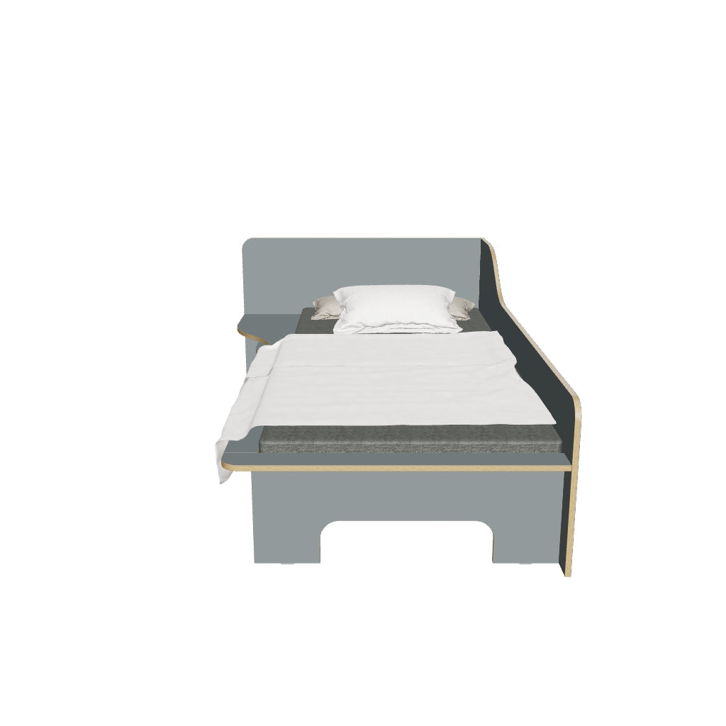 Modernes Einzelbett aus hochwertigem Holz, mit stabilem Lattenrost, ideal für stilvolle und funktionale Schlafzimmer.