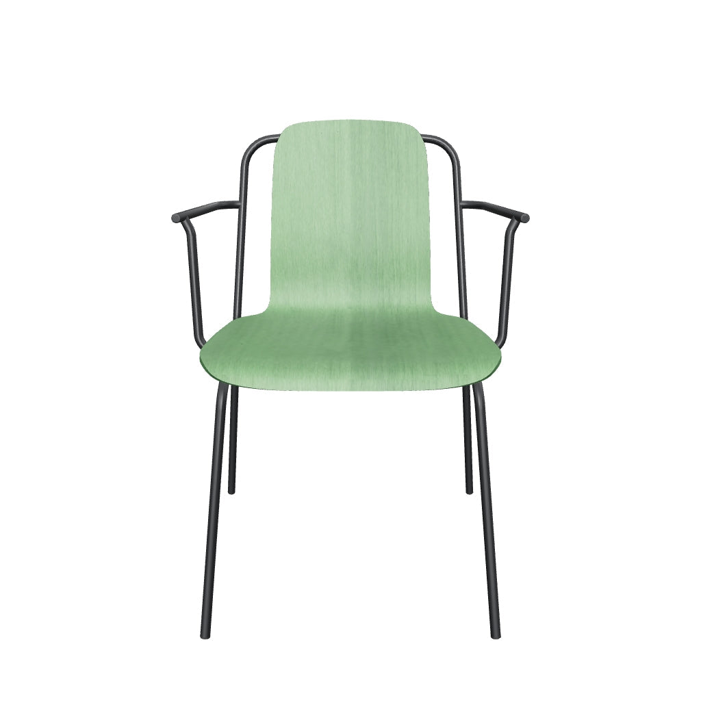 Der Studio Armlehnstuhl von Normann Copenhagen besticht durch sein grafisches Design mit schlankem Stahlrahmen und geformter Schale, ideal für vielseitige Räume.