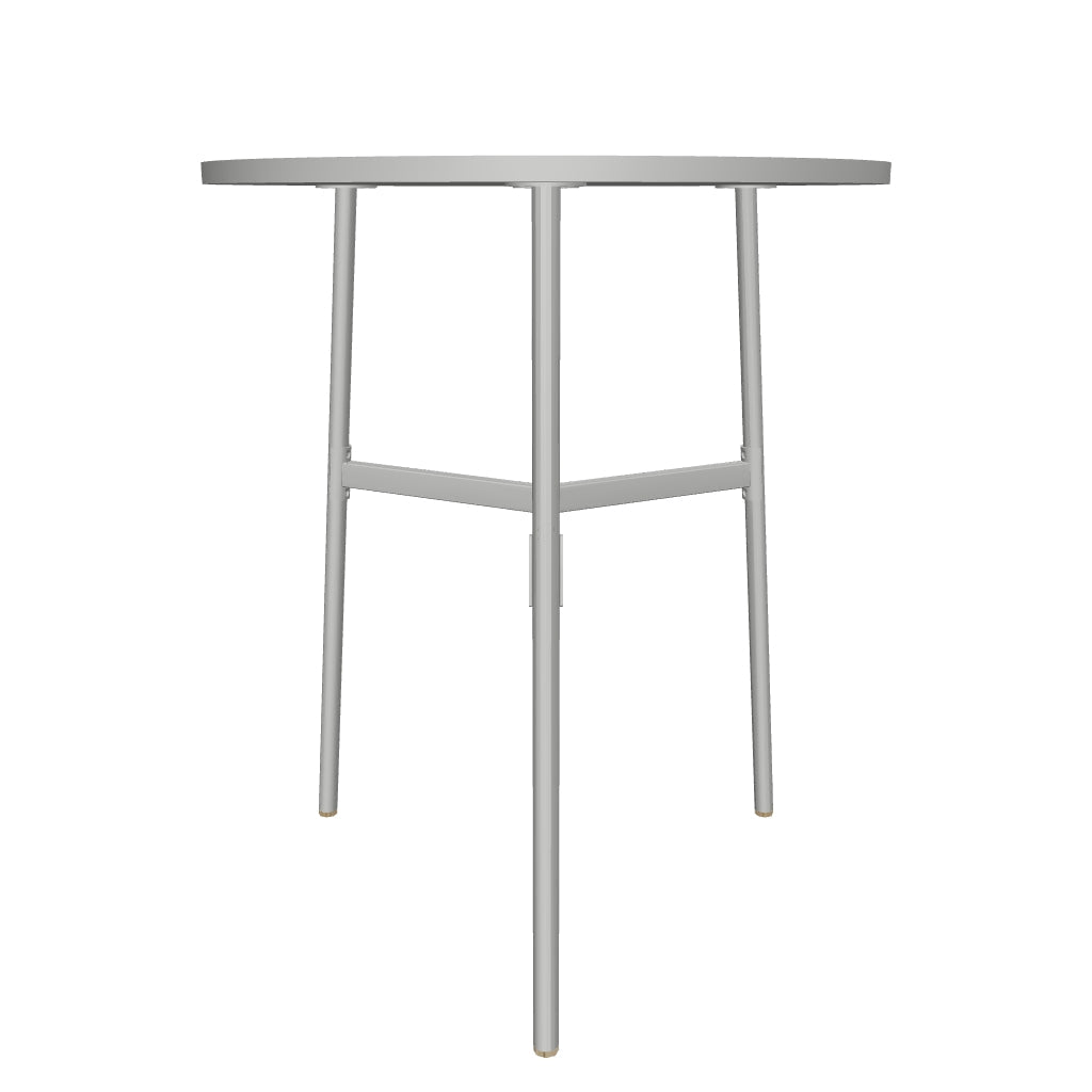 Runder Union Bartisch: Minimalistisches Design, kratzfestes Laminat, elegante Messingdetails, ideal für Geselligkeit.