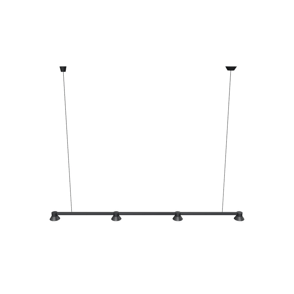 Elegante Pendelleuchte mit konischen Schirmen, dimmbarer LED-Technologie und vielseitiger Beleuchtung für Esstisch oder Küche.