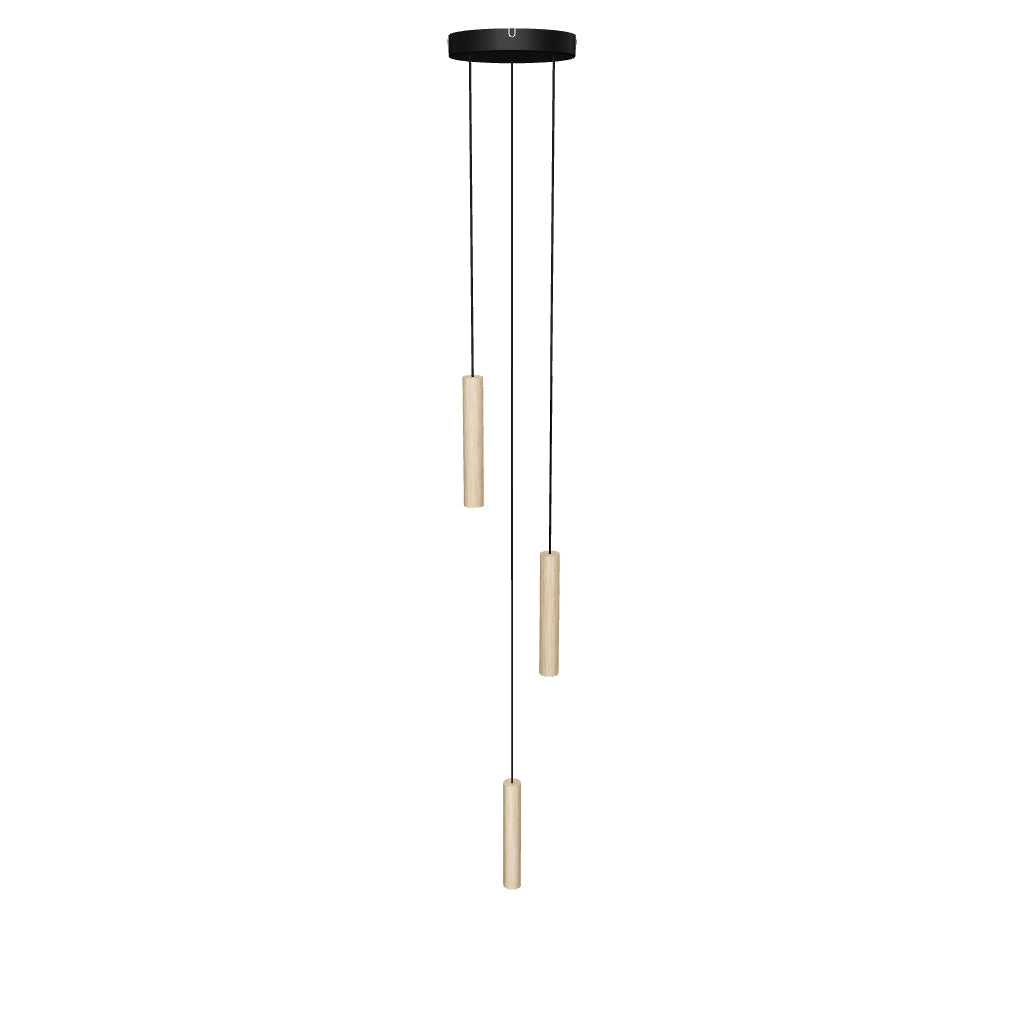Umage Chimes Trio: Minimalistische Eichenholz-Lampenschirme.