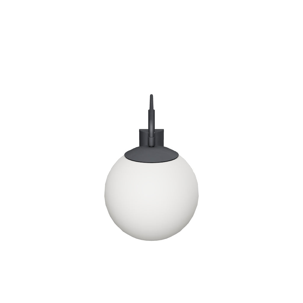Wandleuchte Eilo aus schwarzem Stahl mit Kugel aus mattiertem Glas in Schwarz präsentiert im Onlineshop von KAQTU Design AG. Wandleuchte ist von Kave Home