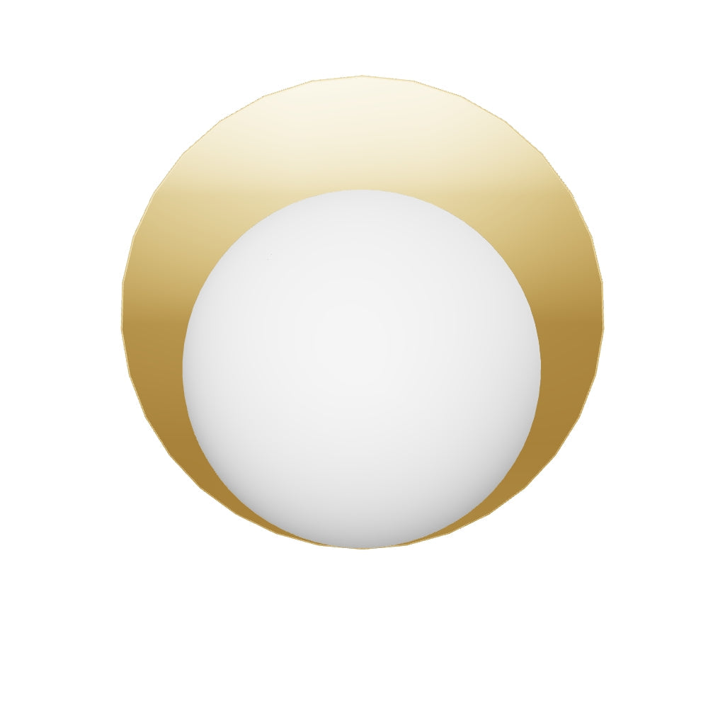 Wandleuchte Brisia aus Metall mit gebürstetem Messing-Finish und einer mattierten Glaskugel Ø 20 cm in Gold, Weiss präsentiert im Onlineshop von KAQTU Design AG. Wandleuchte ist von Kave Home