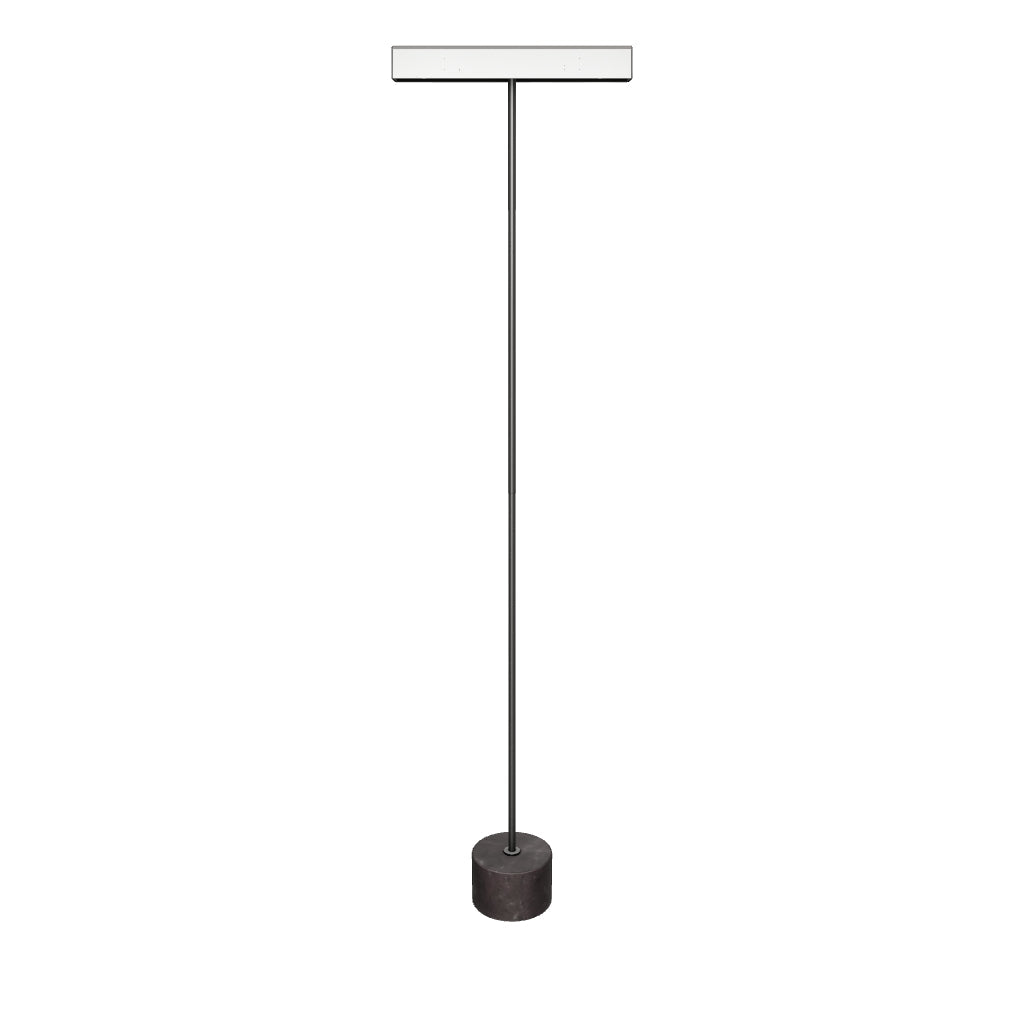 Stehlampe Lynor aus gebürstetem Stahl mit schwarzem Marmorsockel in Schwarz präsentiert im Onlineshop von KAQTU Design AG. Stehleuchte ist von Kave Home
