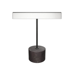 Tischlampe Lynor aus gebürstetem Metall mit schwarzem Marmorsockel