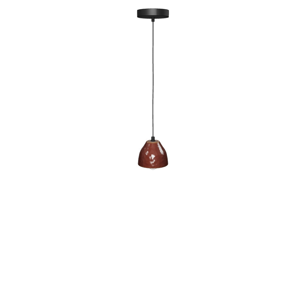 Deckenleuchte Drava aus burgunderroter Keramik in Schwarz präsentiert im Onlineshop von KAQTU Design AG. Lampenschirm ist von Kave Home