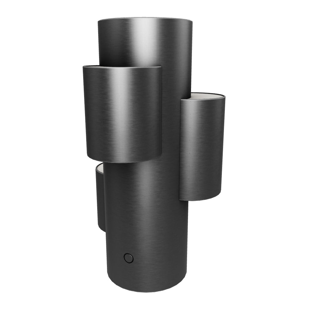 Tragbare LED-Tischlampe Adrina aus dunkelgrauem Metall mit gebürstetem Finish in Schwarz präsentiert im Onlineshop von KAQTU Design AG. Tischleuchte ist von Kave Home