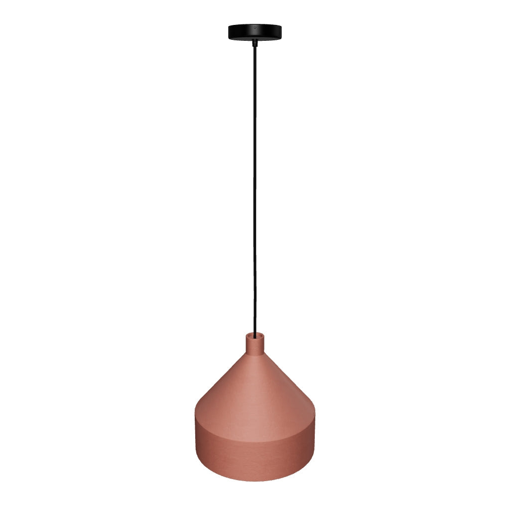 Metall-Deckenleuchte Peralta mit terrakottafarbenem Finish und 30 cm Durchmesser, ideal für zeitgemäße Wohnräume.